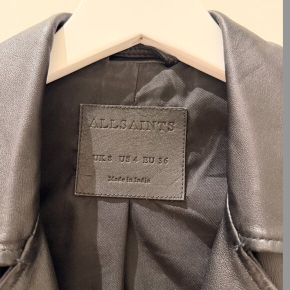 All Saints Black Balfern Leather Biker Jacket with Silver Hardware - Picture 5 of 8